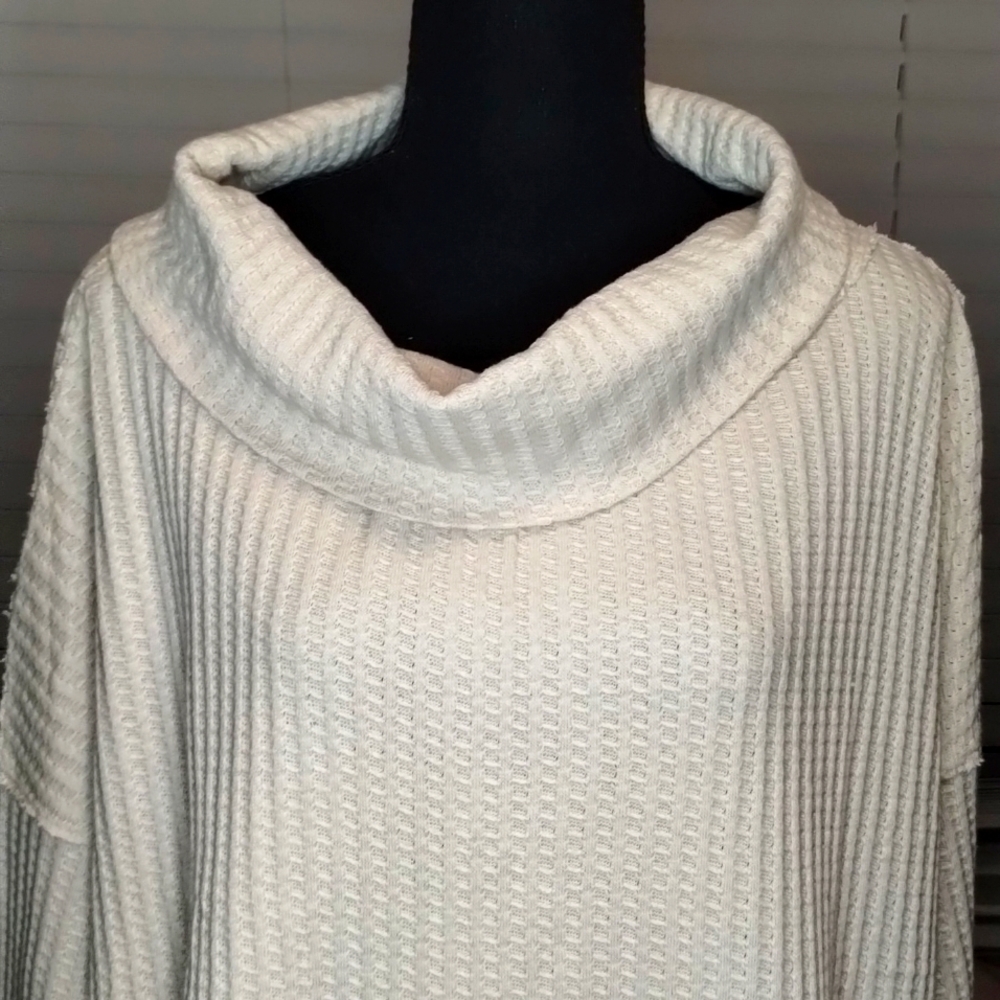 NWT Free People Juicy Long Sleeve Waffle Knit Thermal Shirt Color Stone Cold - Picture 4 of 10